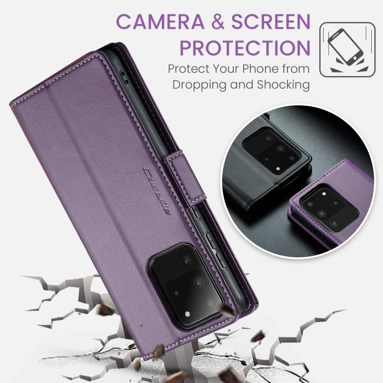 For Samsung Galaxy S20 Ultra CaseMe 023 Butterfly Buckle Litchi Texture RFID Anti-theft Leather Phone Case(Pearly Purple)