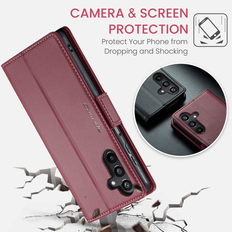 For Samsung Galaxy A15 4G/5G CaseMe 023 Butterfly Buckle Litchi Texture RFID Anti-theft Leather Phone Case(Wine Red)
