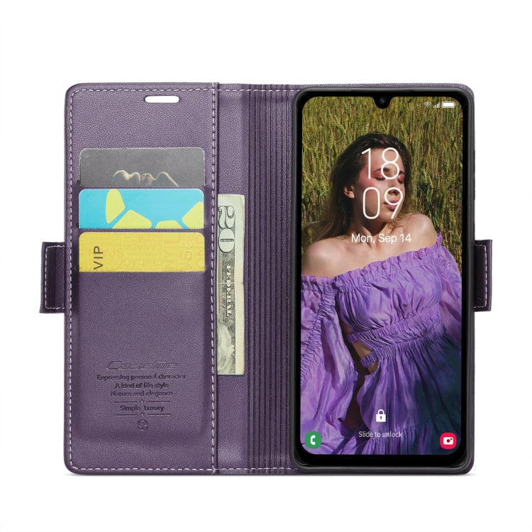 For Samsung Galaxy A15 4G/5G CaseMe 023 Butterfly Buckle Litchi Texture RFID Anti-theft Leather Phone Case(Pearly Purple)