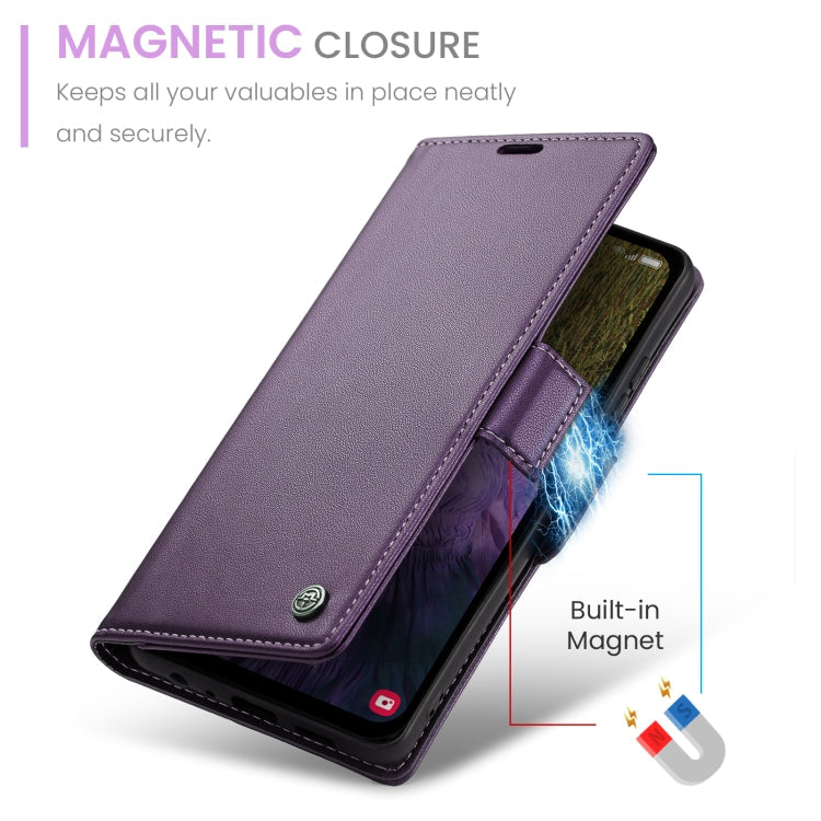 For Samsung Galaxy A15 4G/5G CaseMe 023 Butterfly Buckle Litchi Texture RFID Anti-theft Leather Phone Case(Pearly Purple)