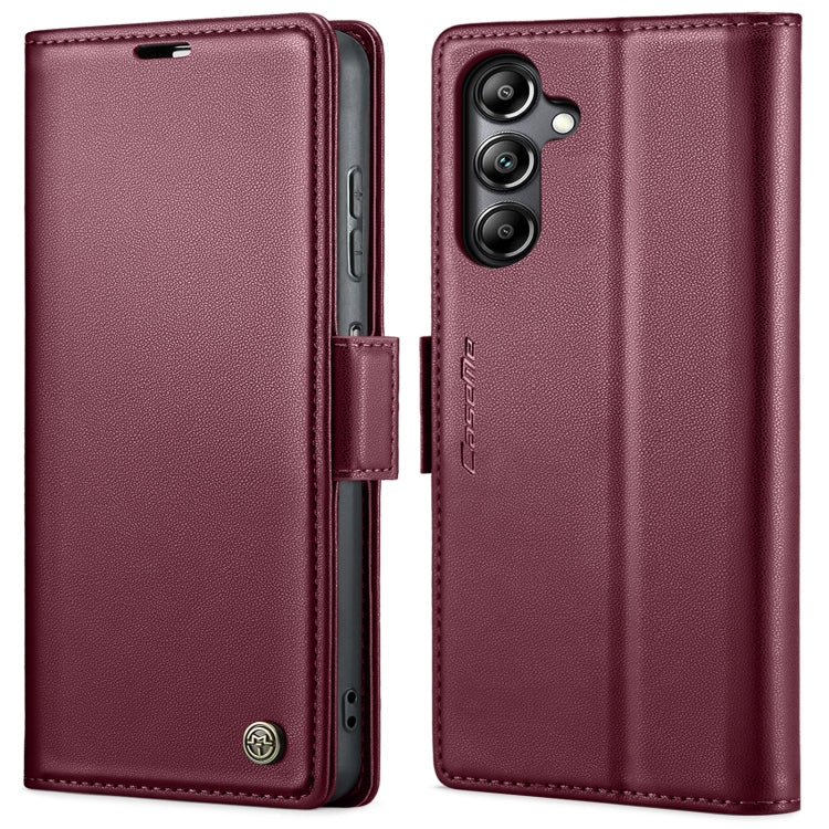 For Samsung Galaxy A05s CaseMe 023 Butterfly Buckle Litchi Texture RFID Anti-theft Leather Phone Case(Wine Red)