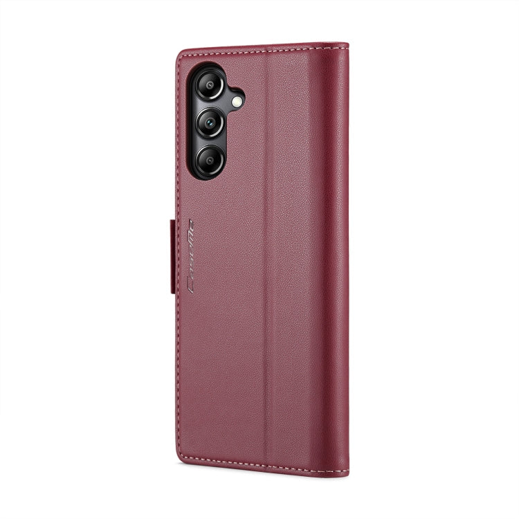 For Samsung Galaxy A05s CaseMe 023 Butterfly Buckle Litchi Texture RFID Anti-theft Leather Phone Case(Wine Red)