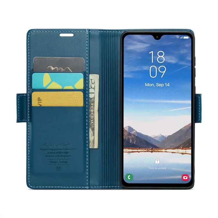 For Samsung Galaxy A05s CaseMe 023 Butterfly Buckle Litchi Texture RFID Anti-theft Leather Phone Case(Blue)