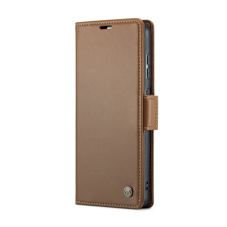 For Samsung Galaxy A35 5G CaseMe 023 Butterfly Buckle Litchi Texture RFID Anti-theft Leather Phone Case(Brown)