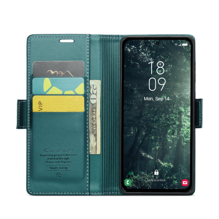 For Samsung Galaxy A35 5G CaseMe 023 Butterfly Buckle Litchi Texture RFID Anti-theft Leather Phone Case(Pearly Blue)