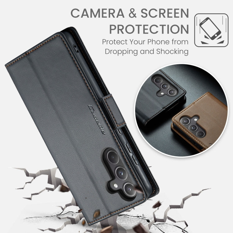 For Samsung Galaxy A55 CaseMe 023 Butterfly Buckle Litchi Texture RFID Anti-theft Leather Phone Case(Black)