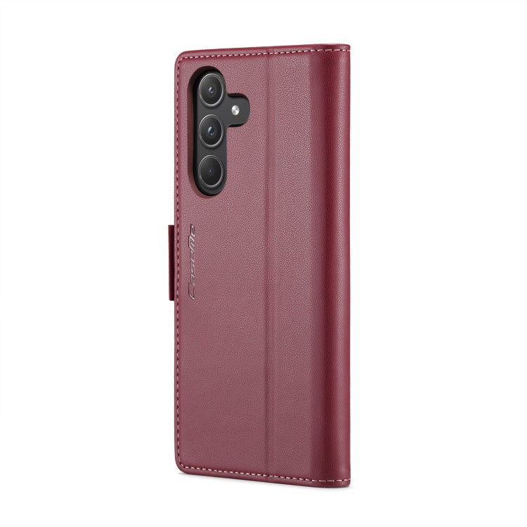 For Samsung Galaxy A55 CaseMe 023 Butterfly Buckle Litchi Texture RFID Anti-theft Leather Phone Case(Wine Red)
