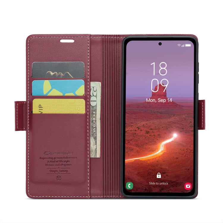 For Samsung Galaxy A55 CaseMe 023 Butterfly Buckle Litchi Texture RFID Anti-theft Leather Phone Case(Wine Red)