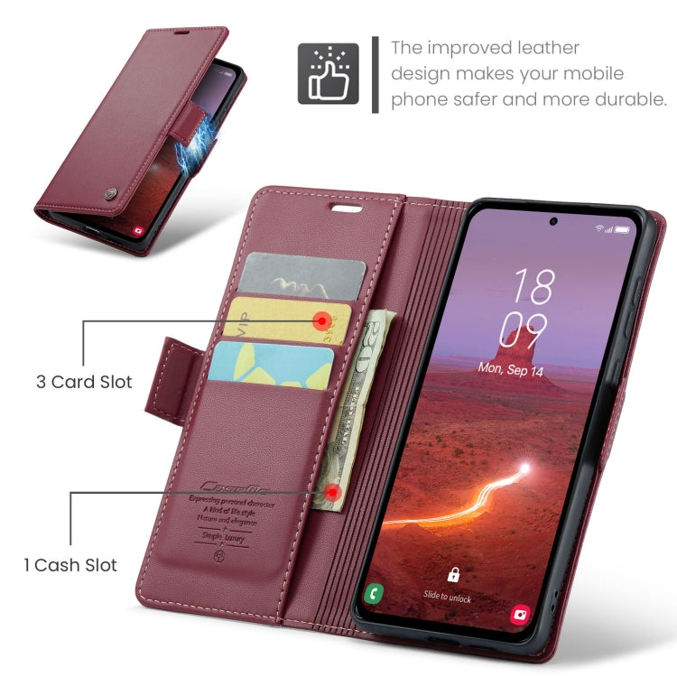 For Samsung Galaxy A55 CaseMe 023 Butterfly Buckle Litchi Texture RFID Anti-theft Leather Phone Case(Wine Red)