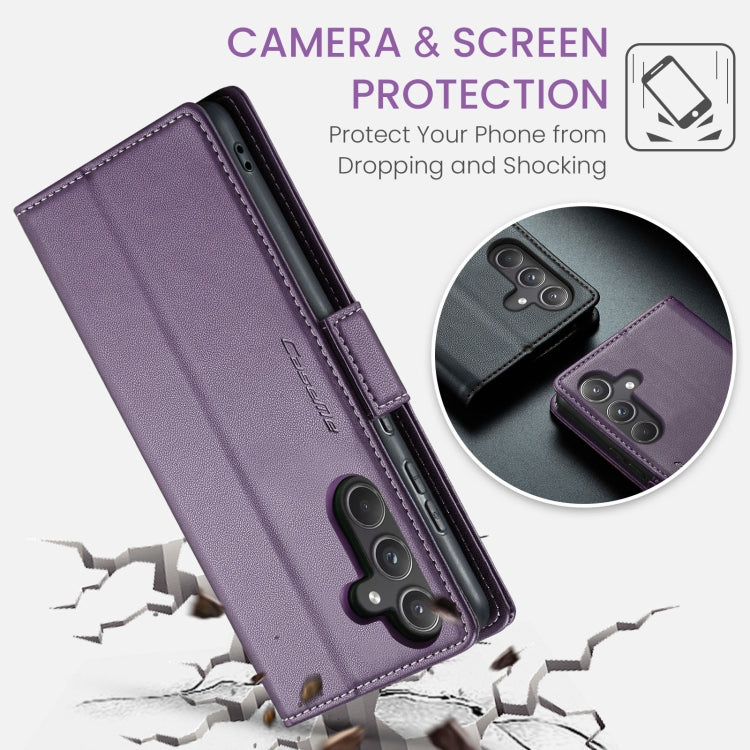 For Samsung Galaxy A55 CaseMe 023 Butterfly Buckle Litchi Texture RFID Anti-theft Leather Phone Case(Pearly Purple)