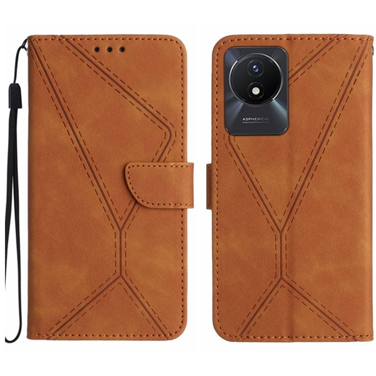 Stitching Embossed Leather Phone Case, For vivo V27E 4G Global, For vivo Y02A 4G / Y02 4G / Y11 2023, For vivo Y55S 5G 2023 / Y55 5G / T1 5G, For vivo Y75 5G Global