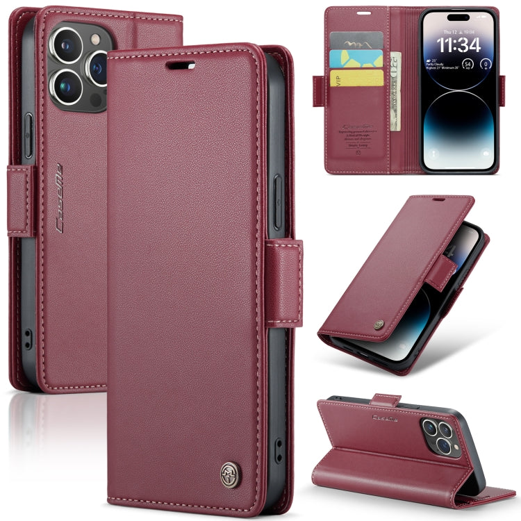 CaseMe 023 Butterfly Buckle Litchi Texture RFID Anti-theft Leather Phone Case, For iPhone 15 Plus, For iPhone 14 Pro, For iPhone 14 Pro Max, For iPhone 15