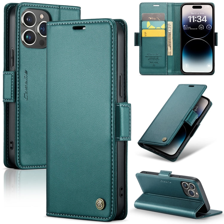 CaseMe 023 Butterfly Buckle Litchi Texture RFID Anti-theft Leather Phone Case, For iPhone 15 Plus, For iPhone 14 Pro, For iPhone 15, For iPhone 14 Pro Max