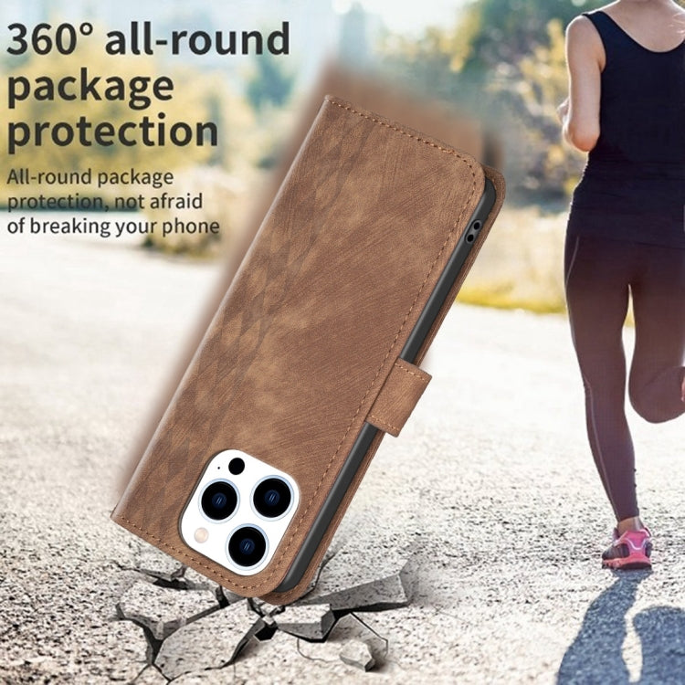 Plaid Embossed Leather Phone Case, For iPhone 13 Pro Max, For iPhone 12 / 12 Pro, For iPhone 12 Pro Max, For iPhone 11