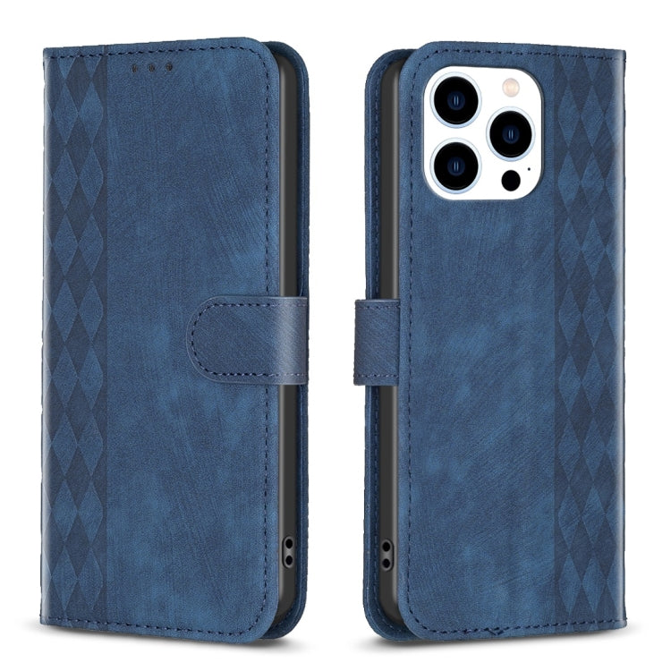Plaid Embossed Leather Phone Case, For iPhone 13 Pro Max, For iPhone 12 / 12 Pro, For iPhone 12 Pro Max, For iPhone 11