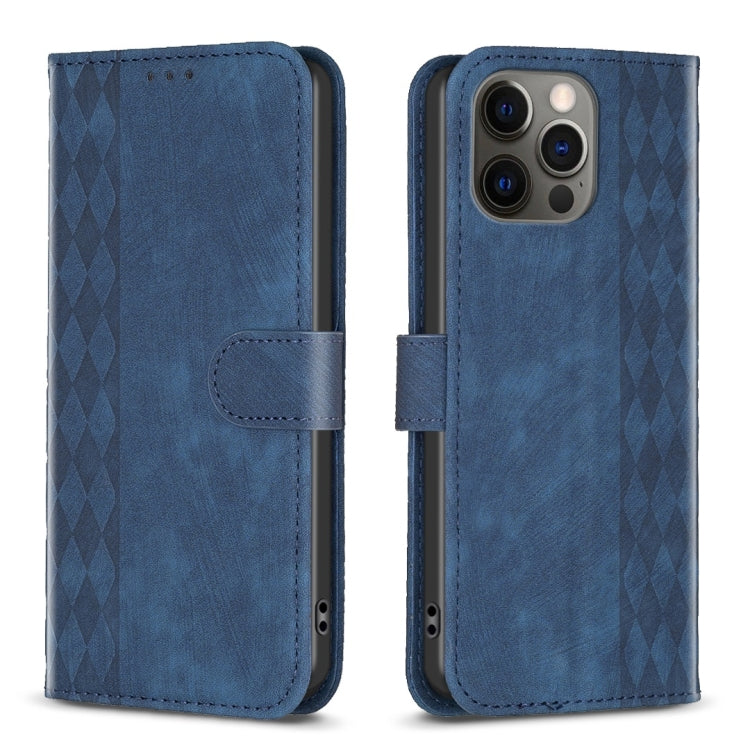 Plaid Embossed Leather Phone Case, For iPhone 13 Pro Max, For iPhone 12 / 12 Pro, For iPhone 12 Pro Max, For iPhone 11