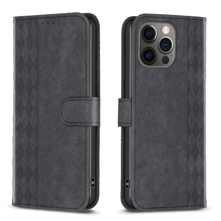 Plaid Embossed Leather Phone Case, For iPhone 13 Pro Max, For iPhone 12 / 12 Pro, For iPhone 12 Pro Max, For iPhone 11