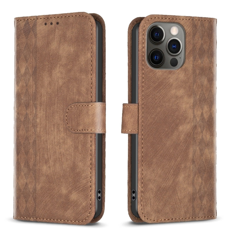 Plaid Embossed Leather Phone Case, For iPhone 13 Pro Max, For iPhone 12 / 12 Pro, For iPhone 12 Pro Max, For iPhone 11