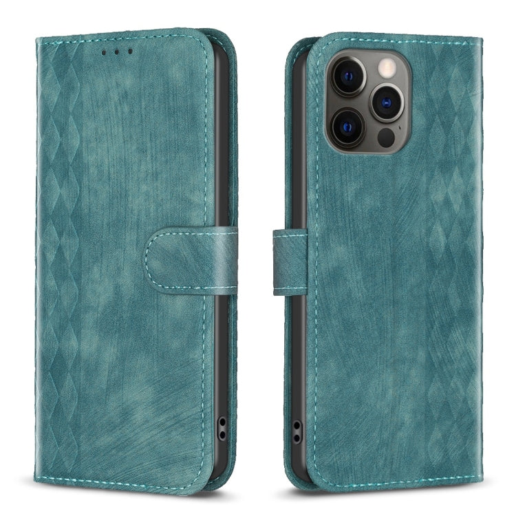 Plaid Embossed Leather Phone Case, For iPhone 13 Pro Max, For iPhone 12 / 12 Pro, For iPhone 12 Pro Max, For iPhone 11