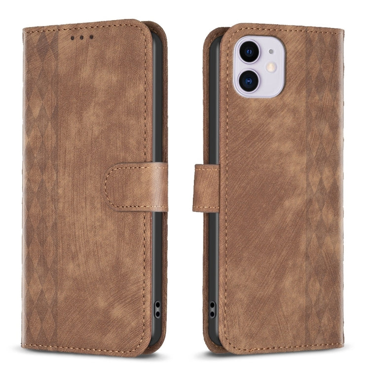 Plaid Embossed Leather Phone Case, For iPhone 13 Pro Max, For iPhone 12 / 12 Pro, For iPhone 12 Pro Max, For iPhone 11