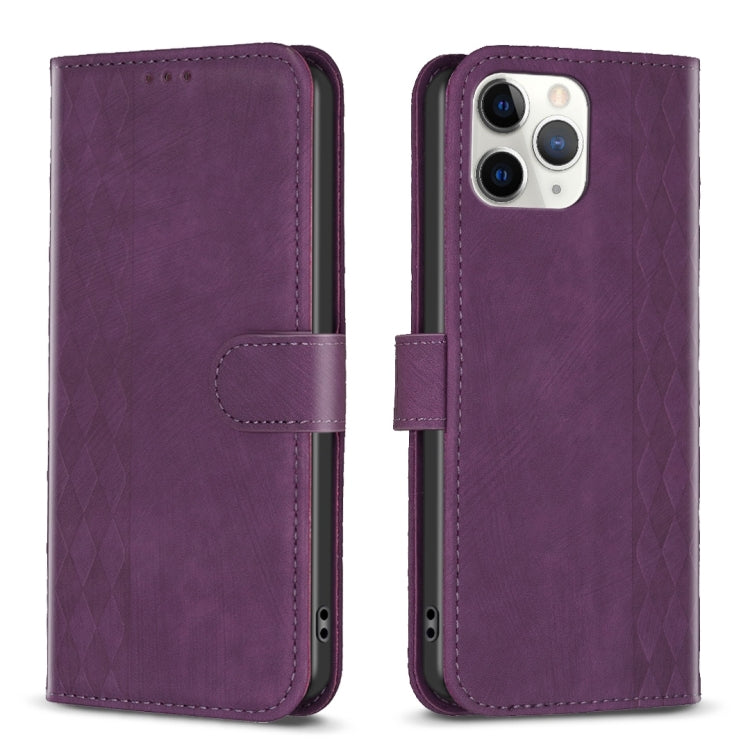 Plaid Embossed Leather Phone Case, For iPhone 15 Plus, For iPhone 11 Pro, For iPhone 11 Pro Max, For iPhone X / XS