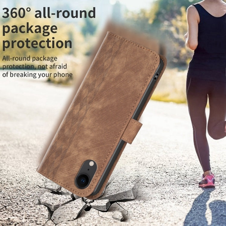 Plaid Embossed Leather Phone Case, For iPhone XR, For iPhone XS Max, For iPhone 15, For iPhone SE 2022 / 7 / 8