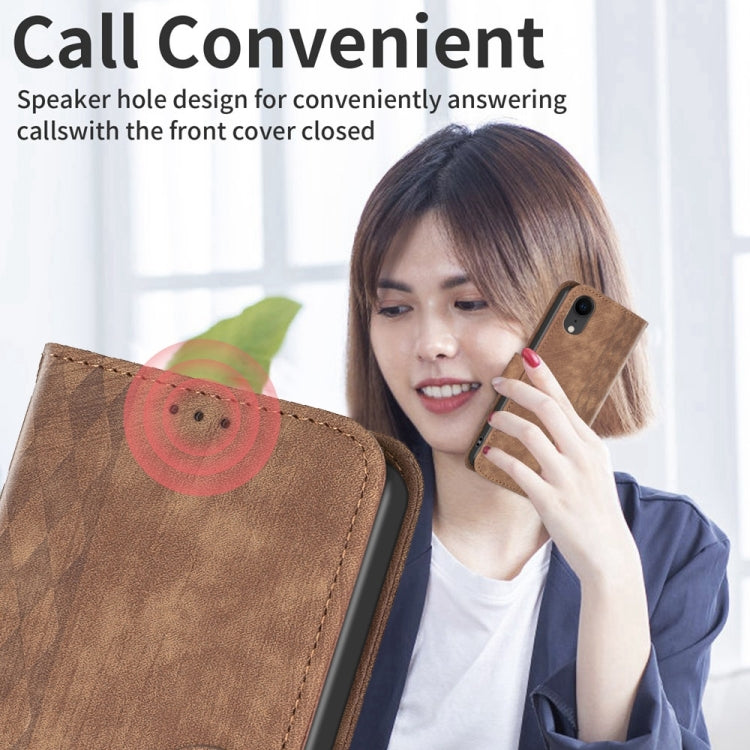 Plaid Embossed Leather Phone Case, For iPhone XR, For iPhone XS Max, For iPhone 15, For iPhone SE 2022 / 7 / 8