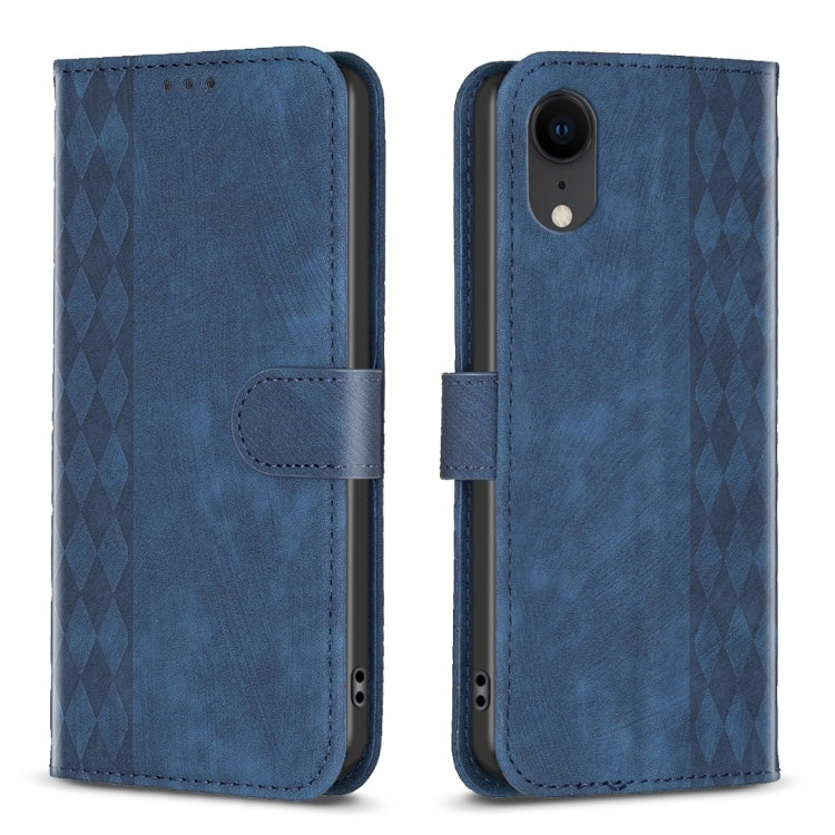 Plaid Embossed Leather Phone Case, For iPhone XR, For iPhone XS Max, For iPhone 15, For iPhone SE 2022 / 7 / 8