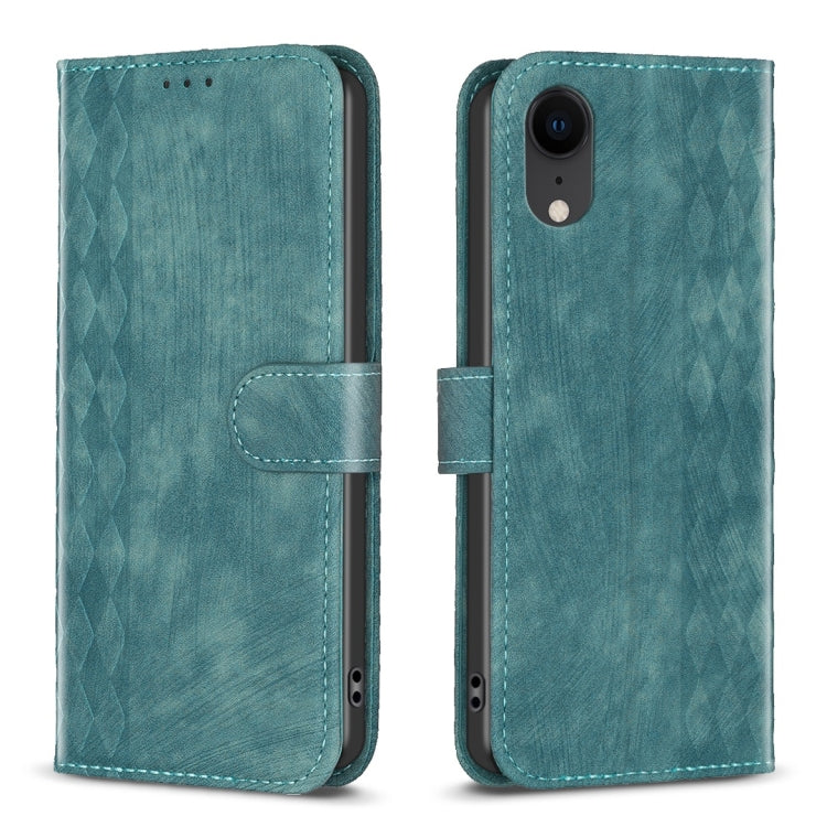 Plaid Embossed Leather Phone Case, For iPhone XR, For iPhone XS Max, For iPhone 15, For iPhone SE 2022 / 7 / 8