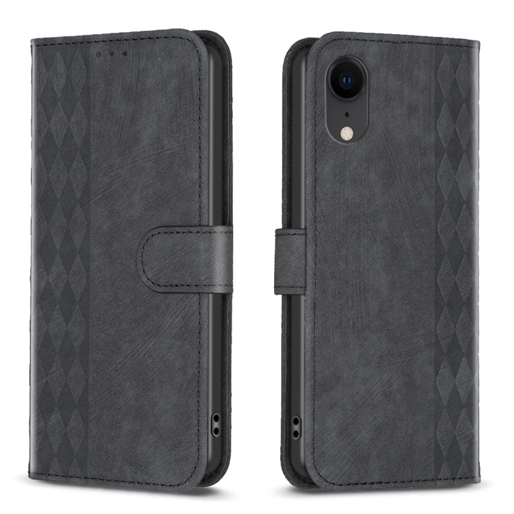 Plaid Embossed Leather Phone Case, For iPhone XR, For iPhone XS Max, For iPhone 15, For iPhone SE 2022 / 7 / 8