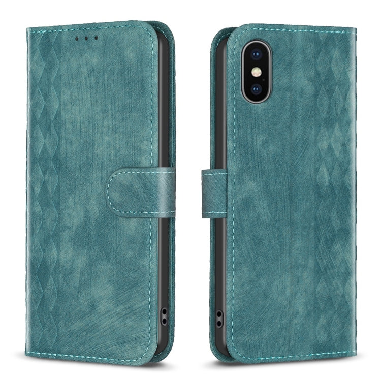 Plaid Embossed Leather Phone Case, For iPhone XR, For iPhone XS Max, For iPhone 15, For iPhone SE 2022 / 7 / 8