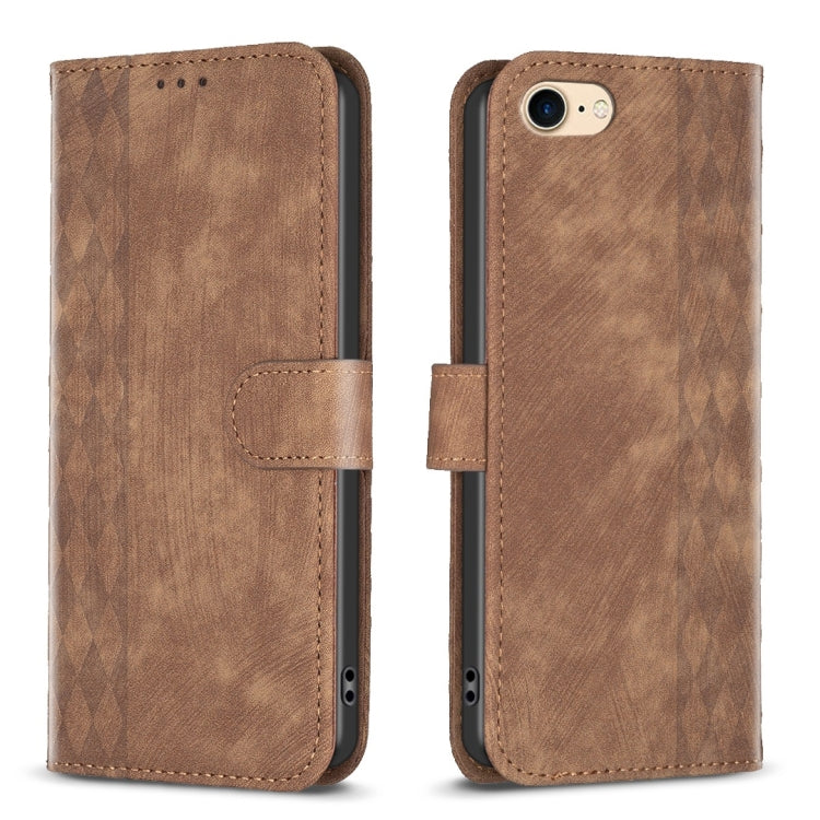 Plaid Embossed Leather Phone Case, For iPhone XR, For iPhone XS Max, For iPhone 15, For iPhone SE 2022 / 7 / 8