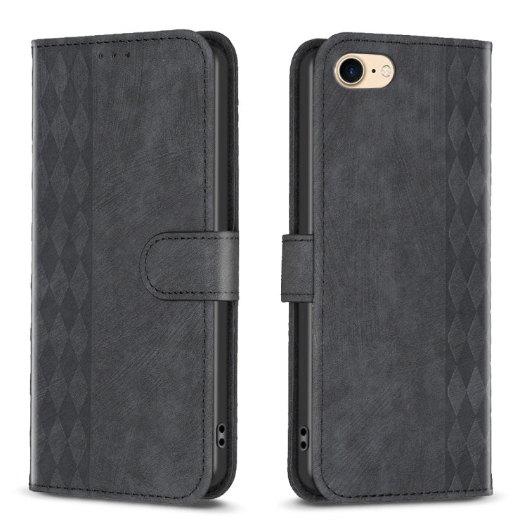 Plaid Embossed Leather Phone Case, For iPhone XR, For iPhone XS Max, For iPhone 15, For iPhone SE 2022 / 7 / 8