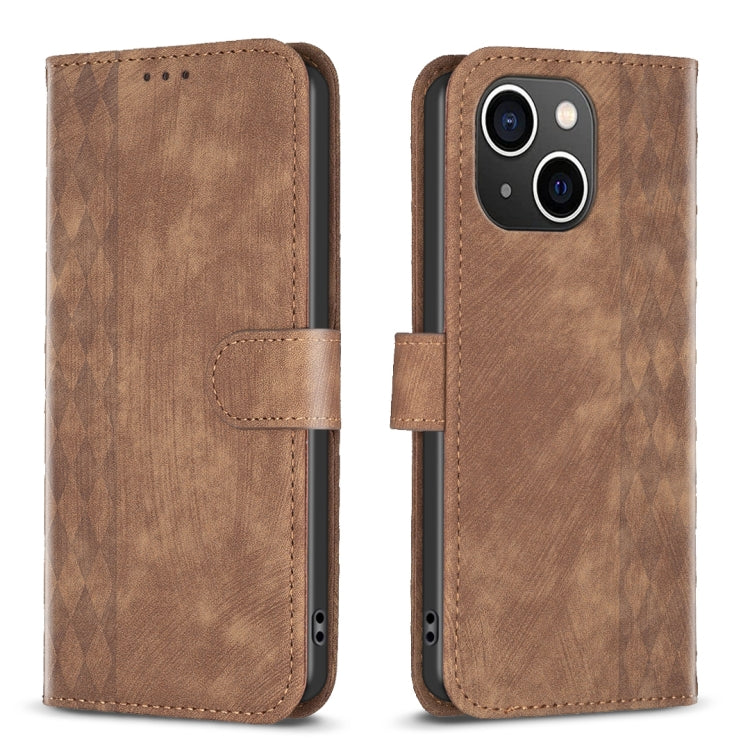 Plaid Embossed Leather Phone Case, For iPhone XR, For iPhone XS Max, For iPhone 15, For iPhone SE 2022 / 7 / 8