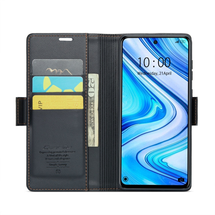 For Xiaomi Redmi Note 9S/Note 9 Pro/Note 9 Pro Max CaseMe 023 Butterfly Buckle Litchi Texture RFID Anti-theft Leather Phone Case(Black)