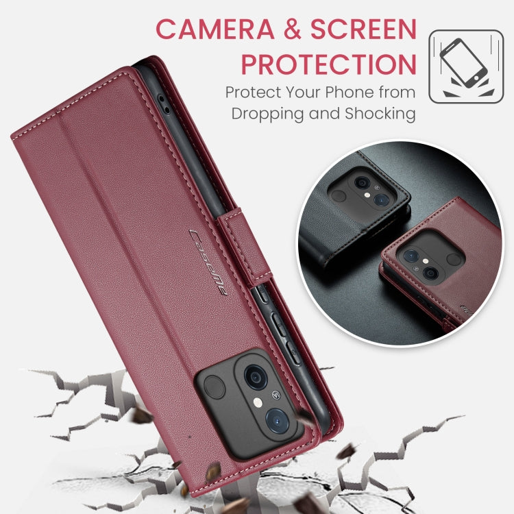 For Xiaomi Redmi 11A/12C CaseMe 023 Butterfly Buckle Litchi Texture RFID Anti-theft Leather Phone Case(Wine Red)