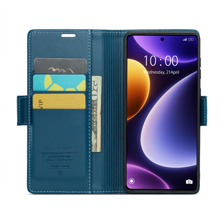 For Xiaomi Poco F5 5G/Redmi Note 12 Turbo 5G CaseMe 023 Butterfly Buckle Litchi Texture RFID Anti-theft Leather Phone Case(Blue)