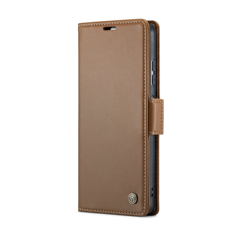 For Xiaomi Redmi Note 12 4G Global CaseMe 023 Butterfly Buckle Litchi Texture RFID Anti-theft Leather Phone Case(Brown)