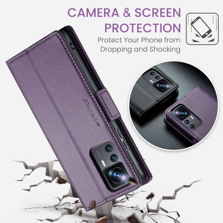 For Xiaomi 12T /12T Pro/Redmi K50 Ultra CaseMe 023 Butterfly Buckle Litchi Texture RFID Anti-theft Leather Phone Case(Pearly Purple)