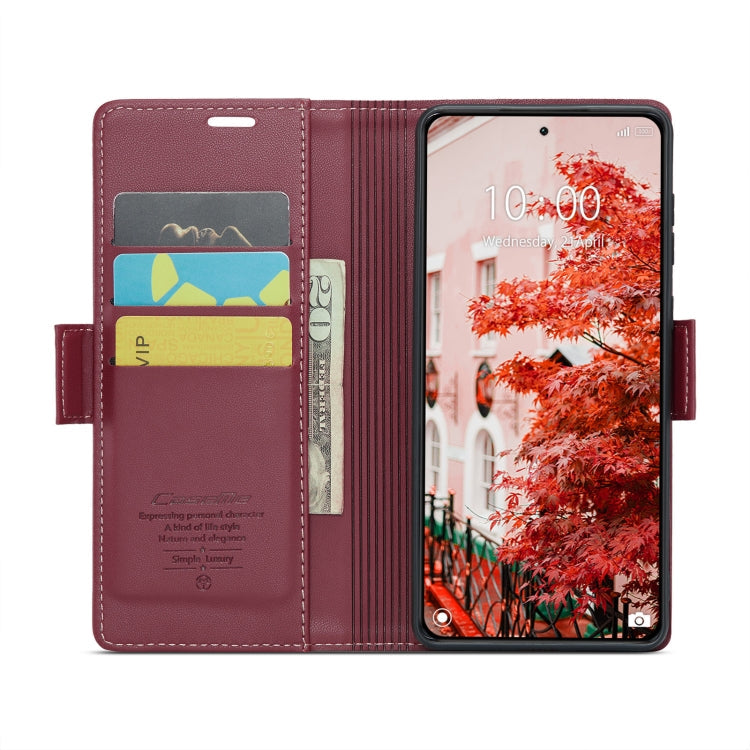 For Xiaomi 14 Pro CaseMe 023 Butterfly Buckle Litchi Texture RFID Anti-theft Leather Phone Case(Wine Red)