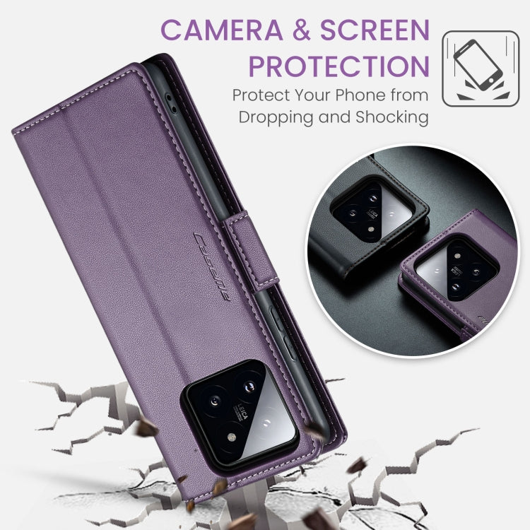 For Xiaomi 14 Pro CaseMe 023 Butterfly Buckle Litchi Texture RFID Anti-theft Leather Phone Case(Pearly Purple)