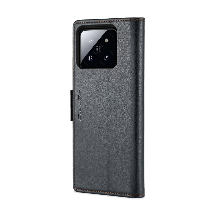 For Xiaomi 14 CaseMe 023 Butterfly Buckle Litchi Texture RFID Anti-theft Leather Phone Case(Black)