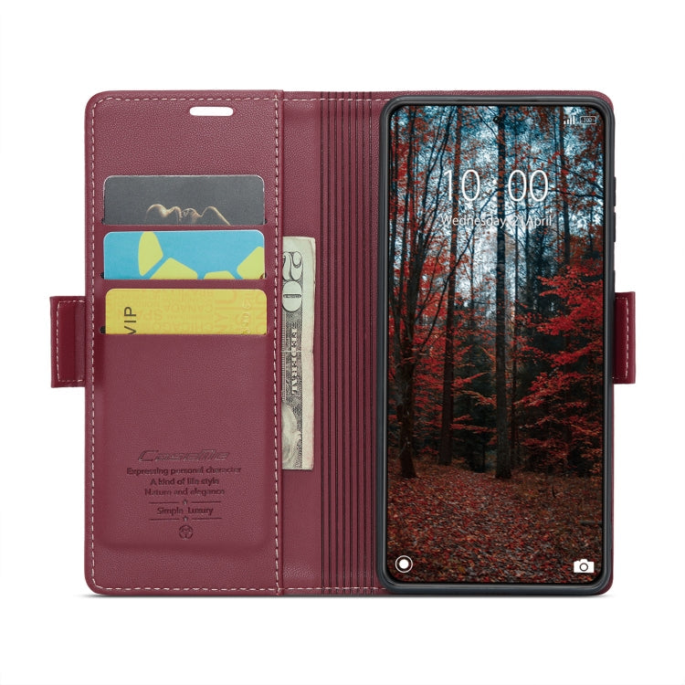 For Xiaomi 14 CaseMe 023 Butterfly Buckle Litchi Texture RFID Anti-theft Leather Phone Case(Wine Red)