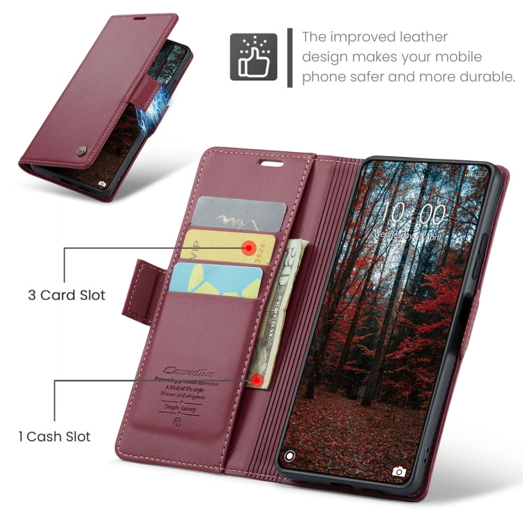 For Xiaomi 14 CaseMe 023 Butterfly Buckle Litchi Texture RFID Anti-theft Leather Phone Case(Wine Red)