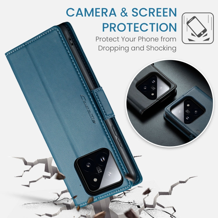 For Xiaomi 14 CaseMe 023 Butterfly Buckle Litchi Texture RFID Anti-theft Leather Phone Case(Blue)