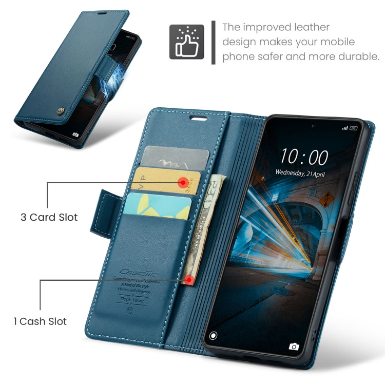 For Xiaomi 14 CaseMe 023 Butterfly Buckle Litchi Texture RFID Anti-theft Leather Phone Case(Blue)