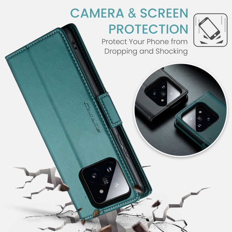 For Xiaomi 14 CaseMe 023 Butterfly Buckle Litchi Texture RFID Anti-theft Leather Phone Case(Pearly Blue)