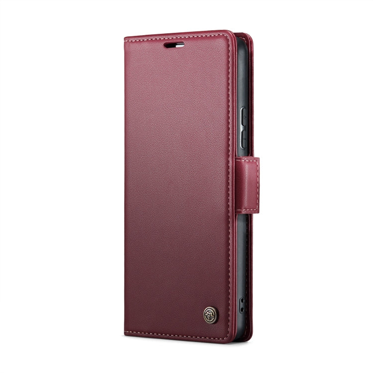 For Xiaomi Poco X6 5G CaseMe 023 Butterfly Buckle Litchi Texture RFID Anti-theft Leather Phone Case(Wine Red)