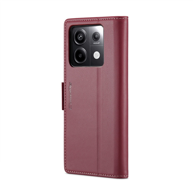For Xiaomi Poco X6 5G CaseMe 023 Butterfly Buckle Litchi Texture RFID Anti-theft Leather Phone Case(Wine Red)