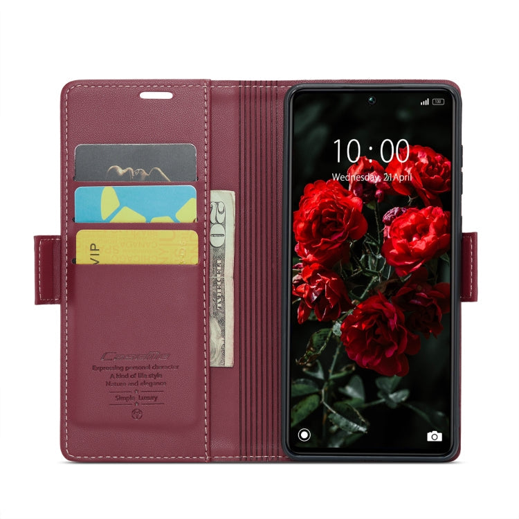 For Xiaomi Poco X6 5G CaseMe 023 Butterfly Buckle Litchi Texture RFID Anti-theft Leather Phone Case(Wine Red)